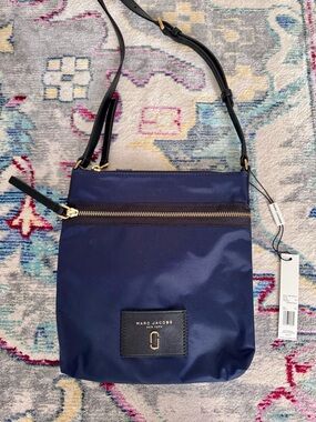 Marc Jacobs Navy and Black Crossbody Bag with Gold Hardware